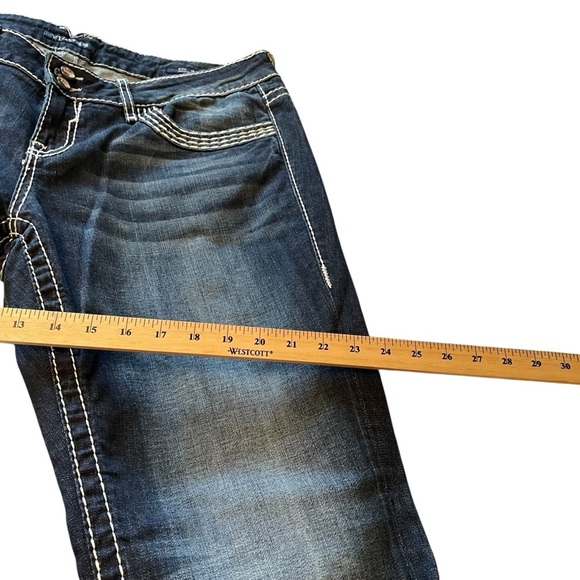 Vigoss Women's Blue Jeans-Size 18/33 White Stitching-Chelsea Slim Boot-Bling - Picture 12 of 16